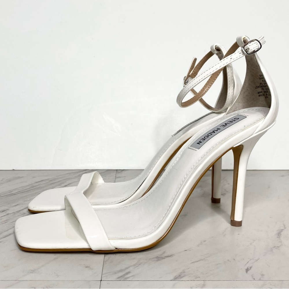 Steve Madden Shaye Square Toe White Heeled Sandal 9 1/2 M